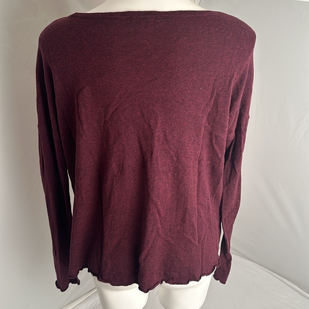 H by Halston Merlot wine color boatneck lightweight sweater - Picture 4 of 8